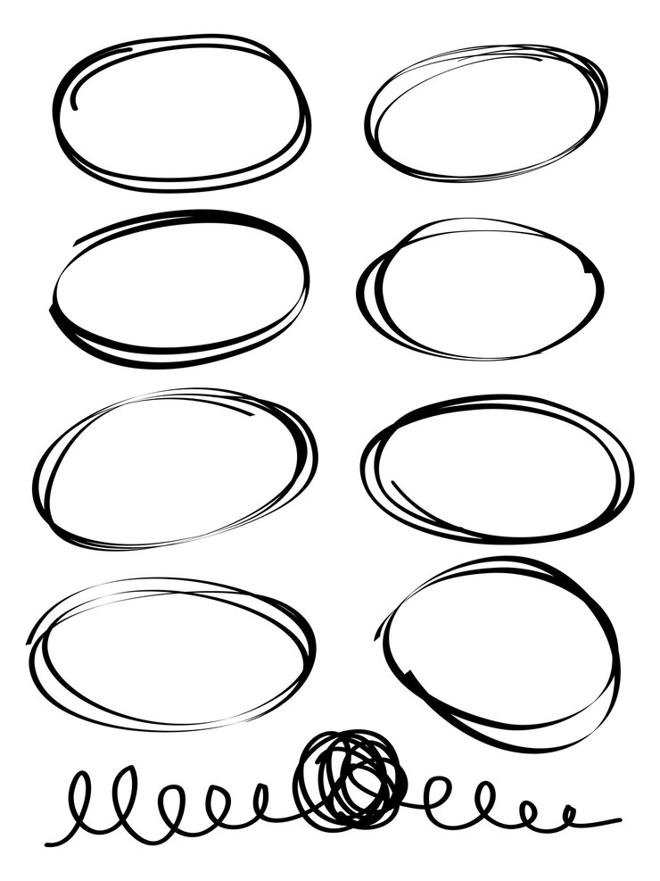 Vetor mão desenhada rabisco linha círculos doodle circular para mensagem nota marca design elemento vetor ilustração