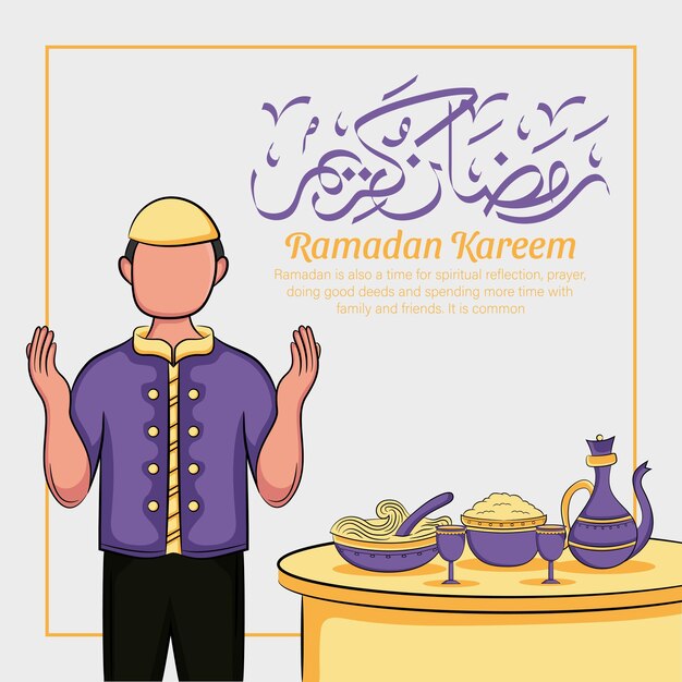 Mão desenhada ramadan kareem ou eid al fitr dias saudação