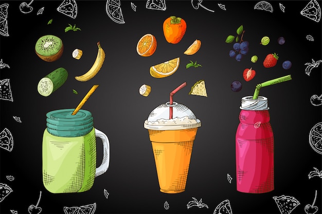 Vetor mão desenhada smoothie ilustração