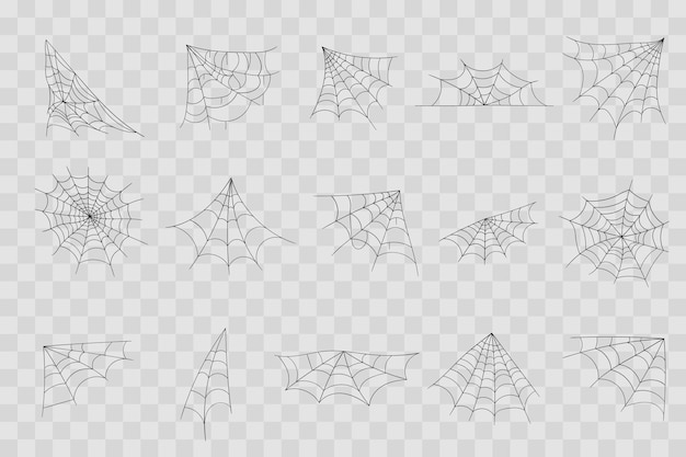 Mão desenhada teia de aranha linha arte esboço estilo aranha elementos da teia assustador imagem assustador halloween