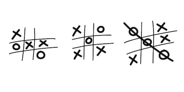 Jogo da velha. jogo da velha mão desenhada tic tac toe no estilo de desenho.  jogo infantil xo. ganhe no tictactoe.