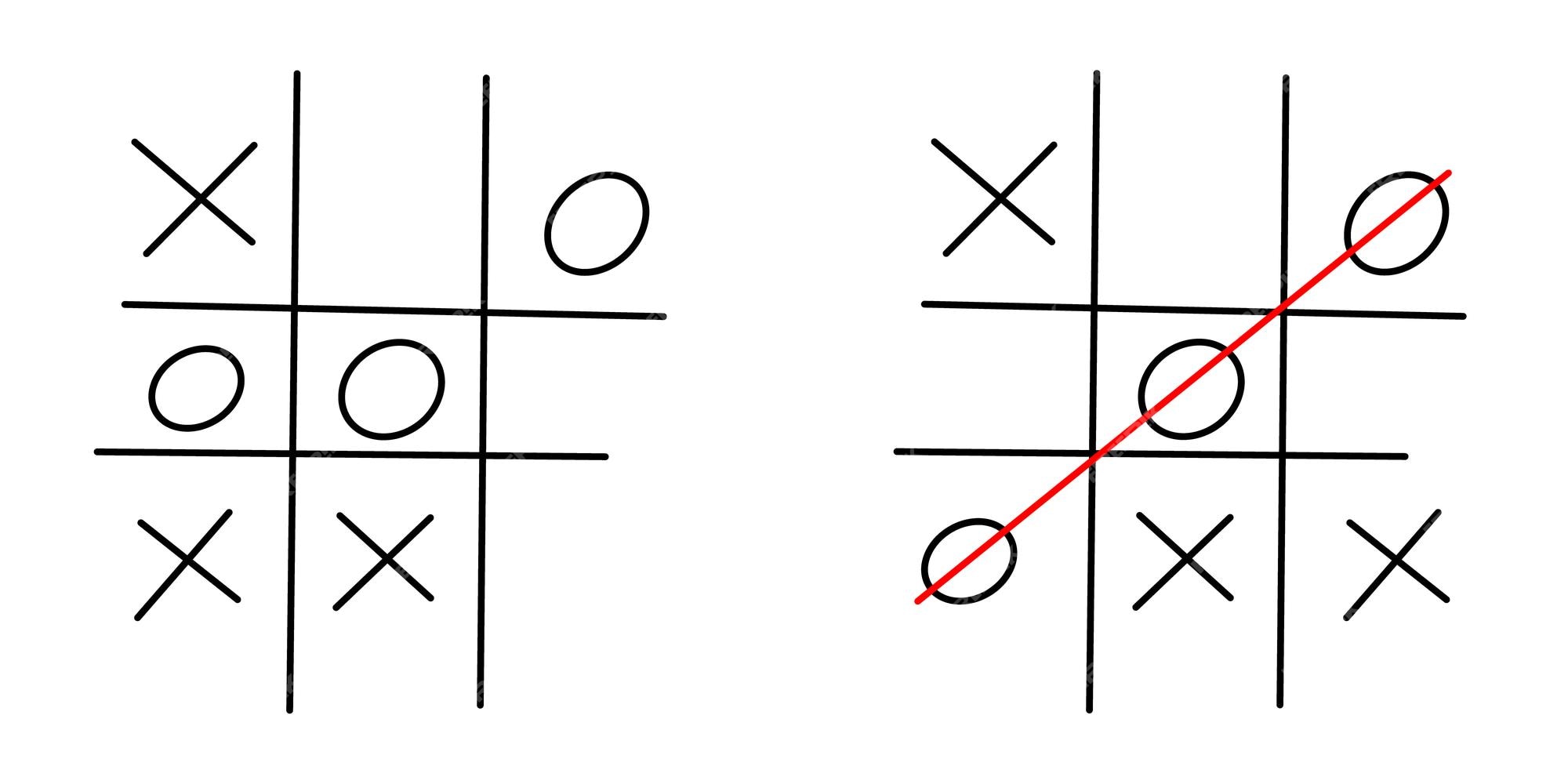 Esboço desenhado à mão jogo tic tac toe xo conjunto de jogos para