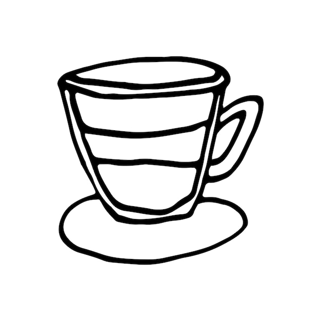 Mão desenhada uma xícara de café, chocolate, cacau, americano ou cappuccino. ilustração do doodle