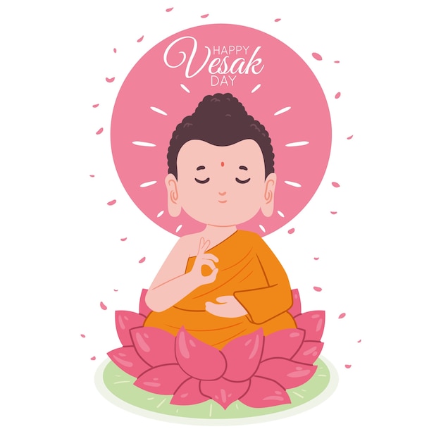 Vetor mão desenhada vesak feliz dia tradicional