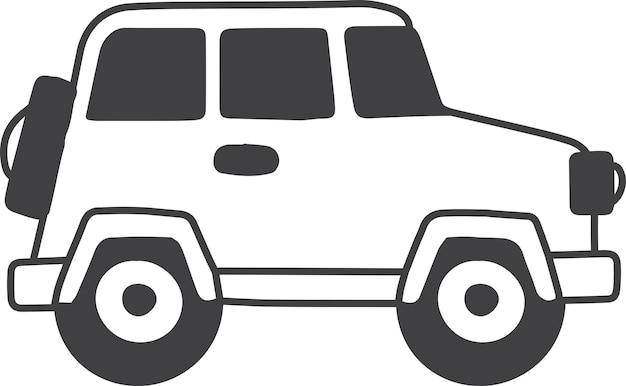 Mão, desenhado, suv, car, ilustração