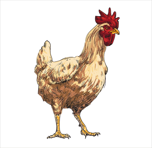 mão desenhando galinhas variadas ilustração vetorial clipart