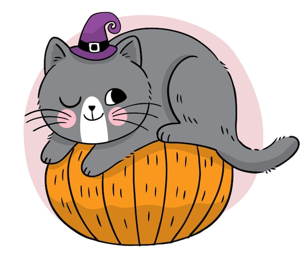 desenho de desenho animado de gato fofo halloween doodle conjunto de desenho  vetorial página para colorir 3352320 Vetor no Vecteezy