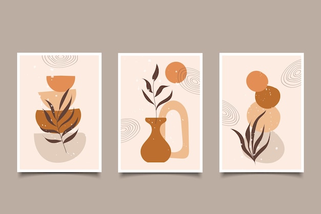 Mão desenhar design plano boho abstrato com formas orgânicas para arte de parede