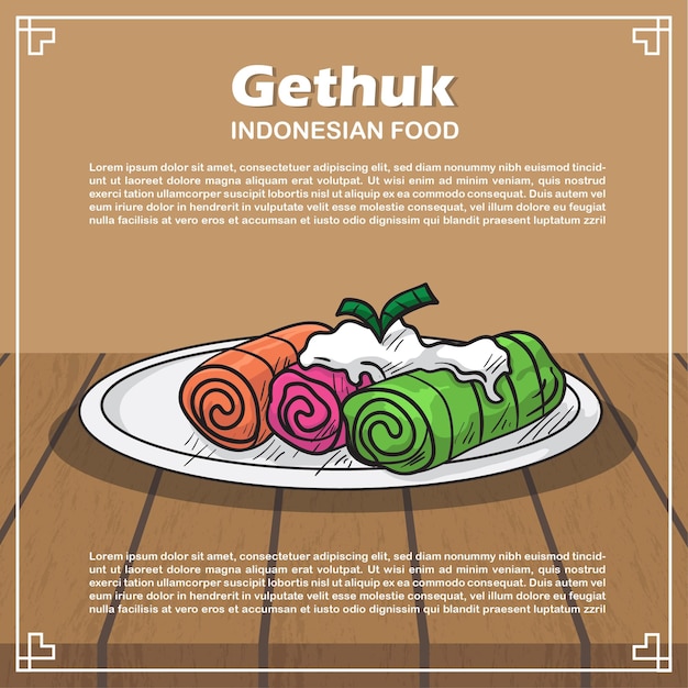 Vetor mão desenhar ilustração de comida indonésia