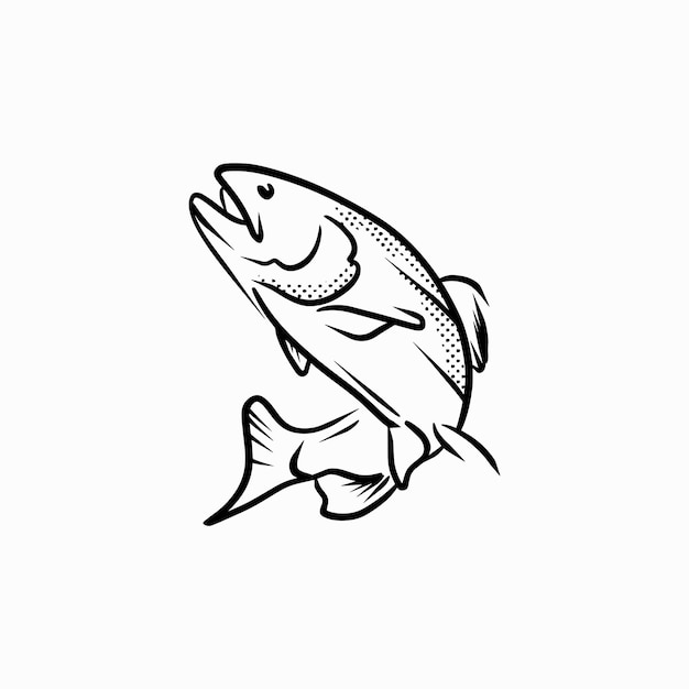 Vetor mão desenhar ilustração vetor mínimo de peixe