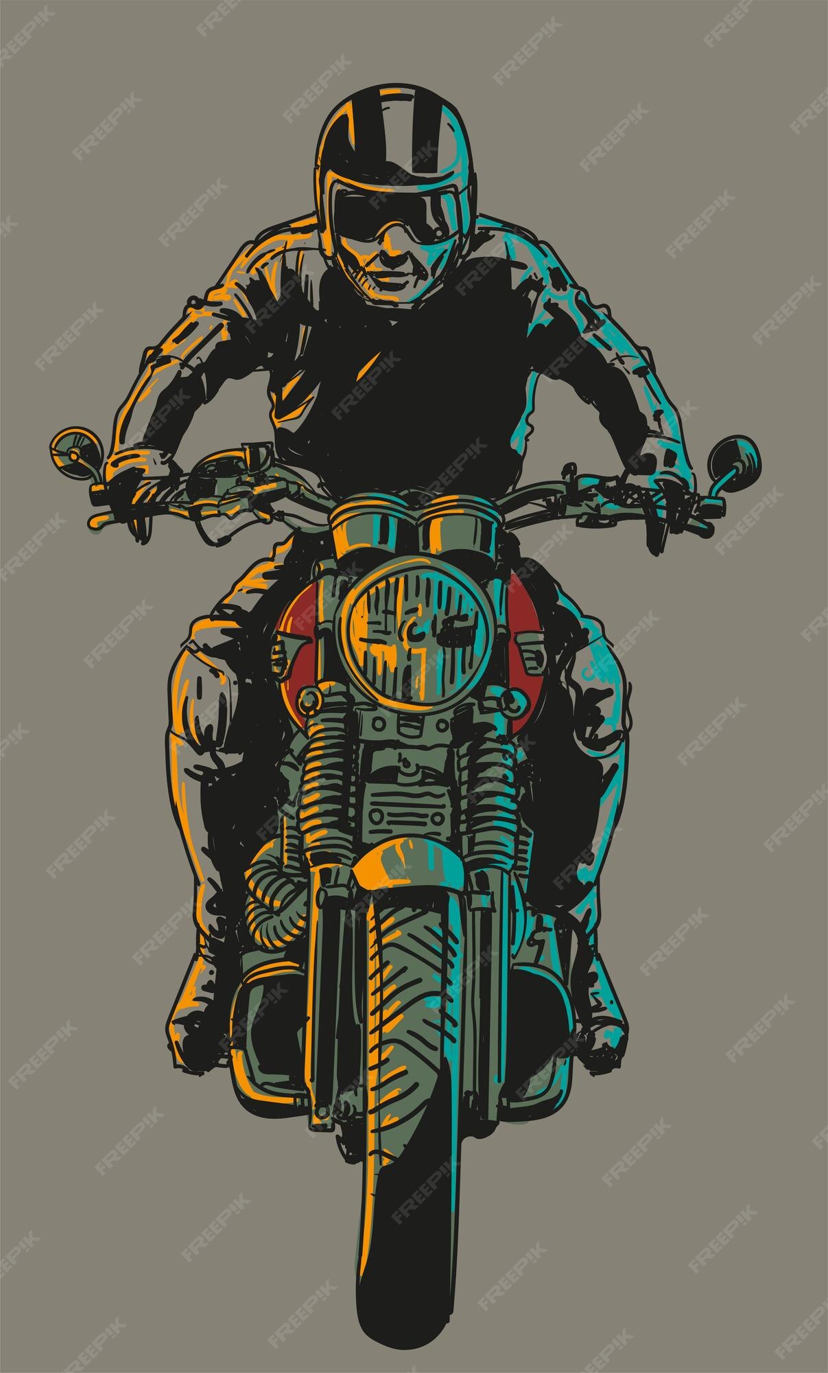 Desenho De Desenho De Motocicletas Ilustra Os Slogans Gráficos Modelo De  Desenho Impresso Ilustração do Vetor - Ilustração de desenho, motociclista:  252478123