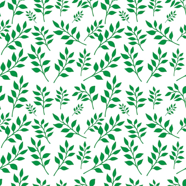 mão desenhar padrão floral sem costura de folhas verdes design vetorial de flor de primavera em um fundo branco