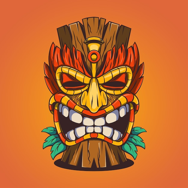 Mão desenhar vetor de máscara tiki