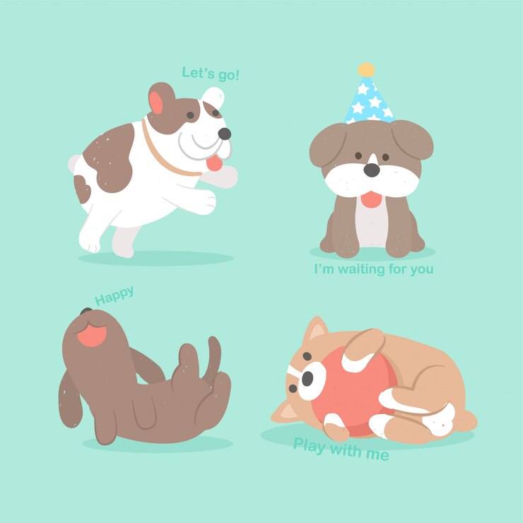 Mão, desenho, cute, vetorial, cão, filhote cachorro, cobrança
