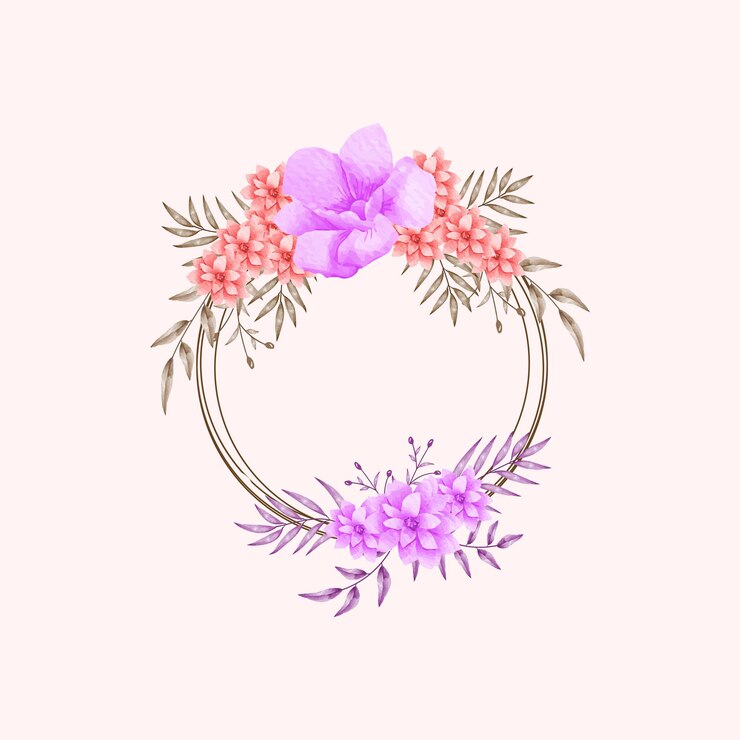 Vetor mão em aquarela desenho de flores e folhas design de moldura floral