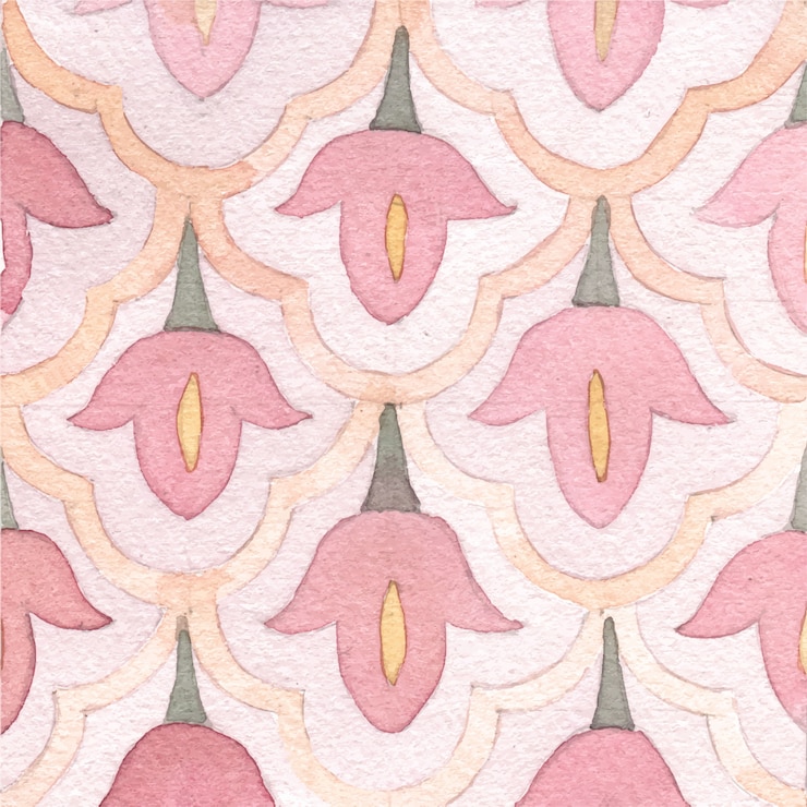 Vetor mão em aquarela pintada de azulejos em estilo marroquino. azulejos antigos.