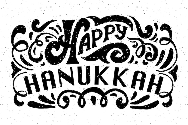 Mão esboçou feliz hanukkah logotipo, emblema e tipografia de ícone. mão desenhada letras de modelo de logotipo feliz hanukkah. modelo de cartão feliz hanukkah. feliz hanukkah banner, flyer