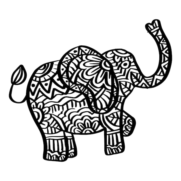 Mão-extraídas ilustração de elefante zentangle.