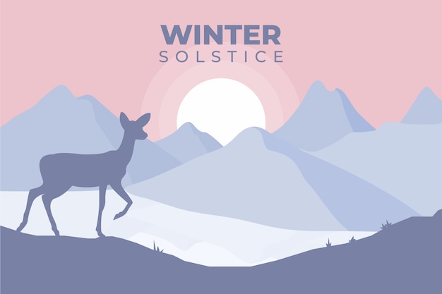 Mão-extraídas ilustração plana do solstício de inverno