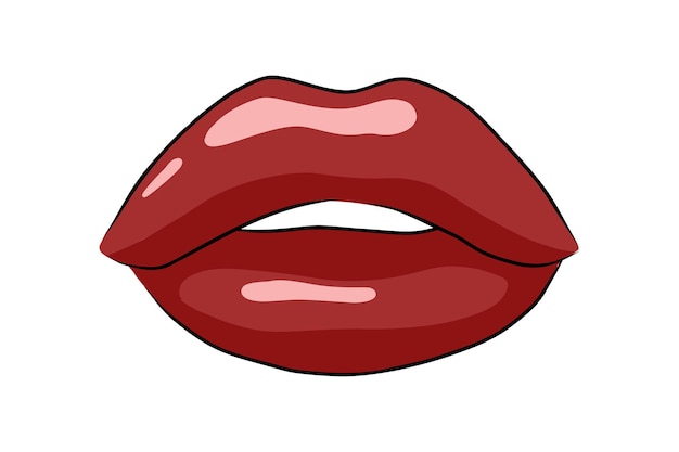 Lábios Fechados De Mulher Sorridente Com Ilustração Vetorial De Batom  Vermelho. Desenho Dos Desenhos Animados De Boca Feminina Cômica Sorrindo,  Brilho Labial. Amor, Desejo, Conceito De Glamour Royalty Free SVG,  Cliparts, Vetores