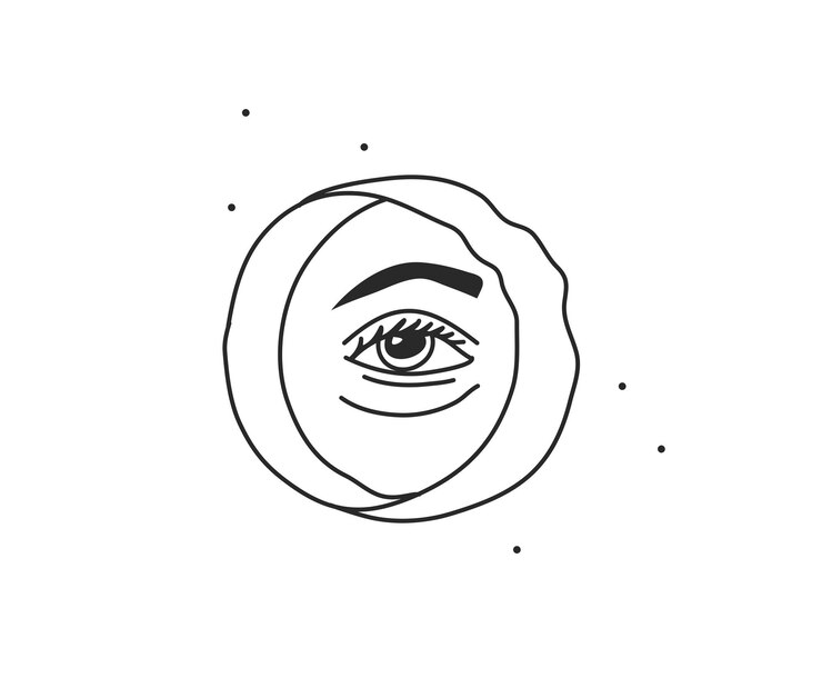 Vetor mão-extraídas vetor abstrato estoque plano gráfico ilustração com logotipo elemento linha arte de oculto olho ...