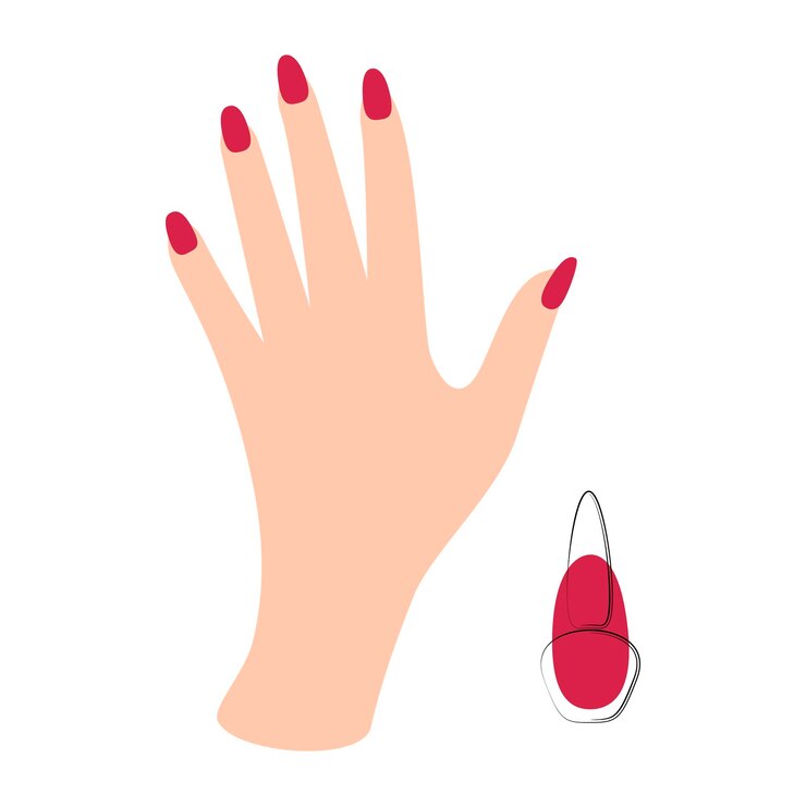 Vetor mão feminina elegante com conceito de manicure viva magenta color2023. elemento de design para ícones da web, unhas