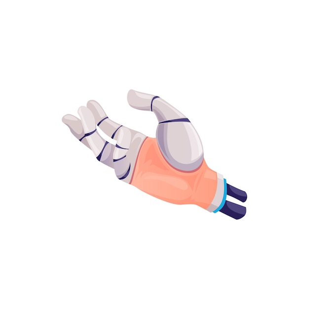Mão humana de prótese robótica com dedos de metal