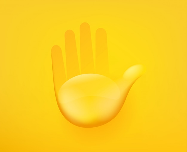 Mão humana Olá conceito. Ilustração 3D estilo cômico