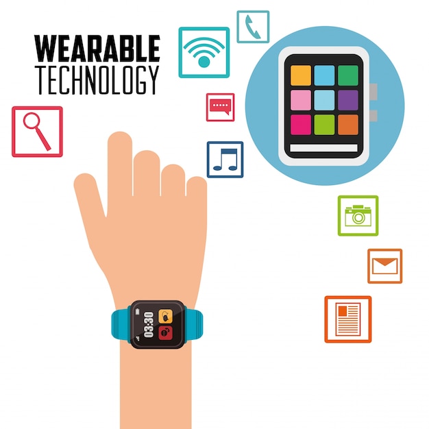 Vetor mão inteligente assistir nova tecnologia wearable