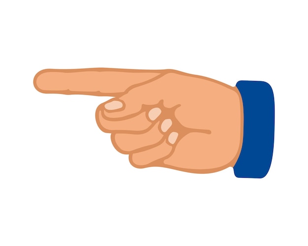Vetor mão masculina com o dedo indicador apontando para algo. ícone, vetor