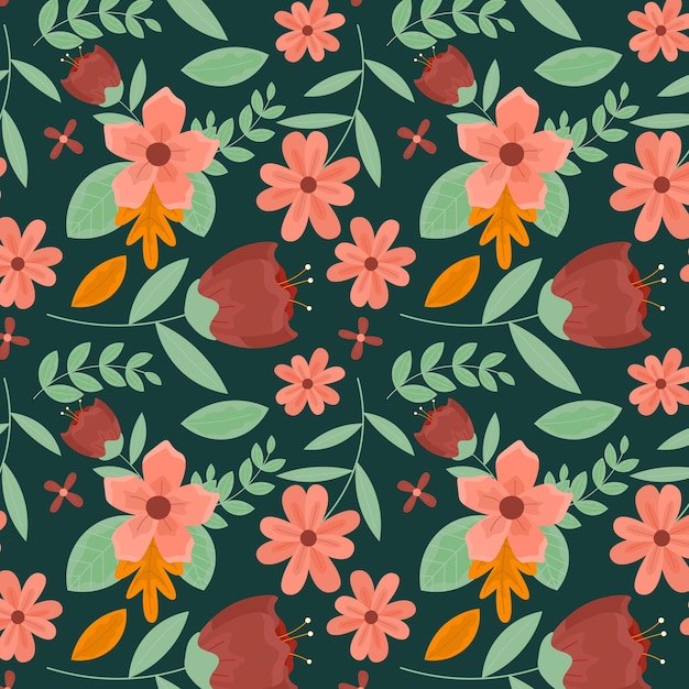 Mão plana abstrata desenhar fundo padrão floral ilustração vetorial