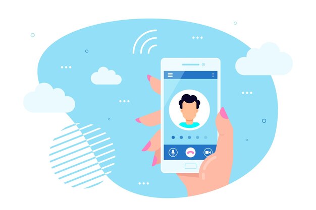 Mão segura smartphone com chamada em uma tela. Conceito de serviço de chamada.