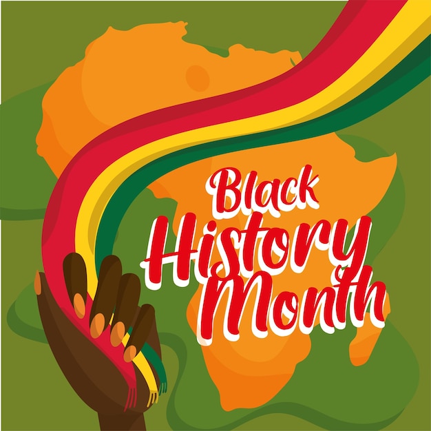 Vetor mão segurando a bandeira africana cartaz do mês da história negra vetor