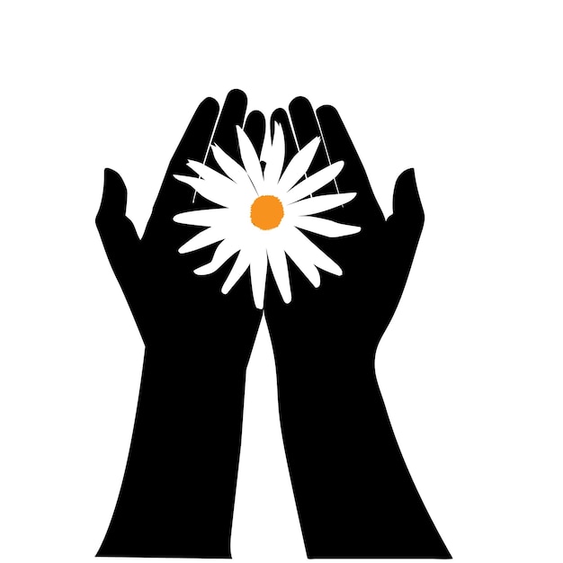 Mão segurando a ilustração do estoque de flores no fundo branco