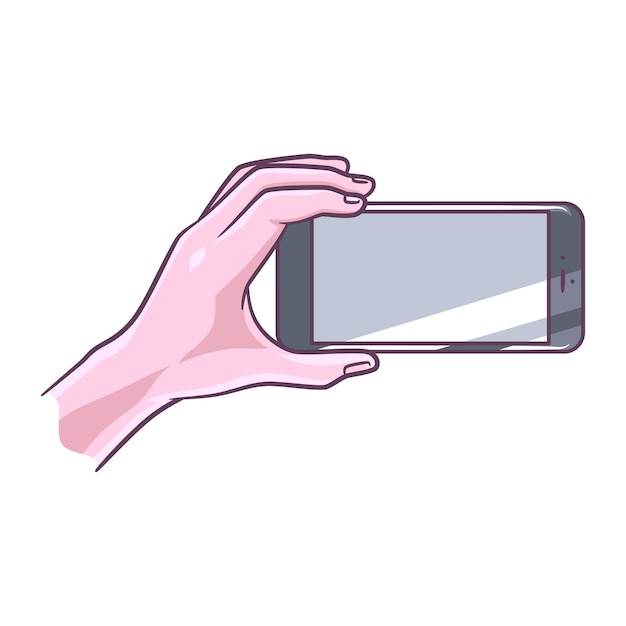 Mão segurando a ilustração vetorial de telefone inteligente ilustração de mão segurando o telefone móvel inteligente
