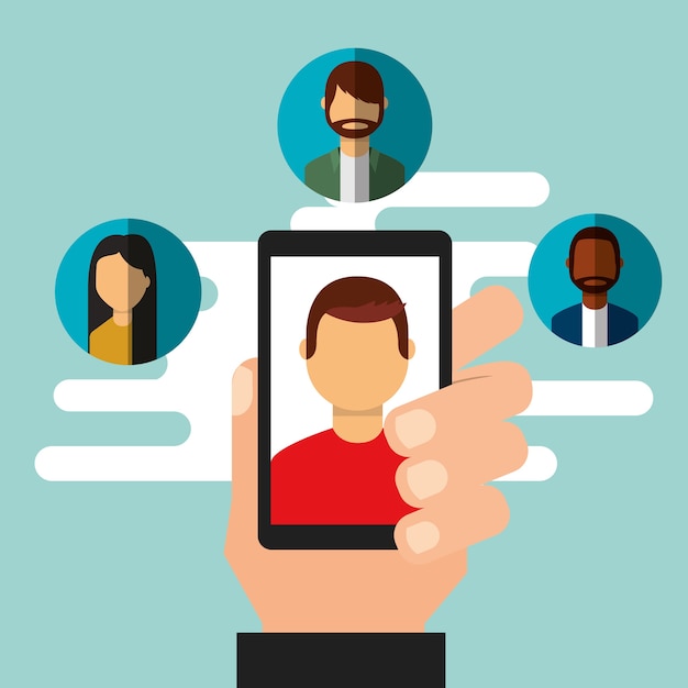 mão segurando o contato do smartphone