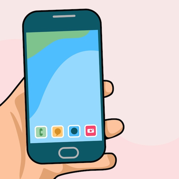 Vetor mão segurando o design vetorial de telefone inteligente