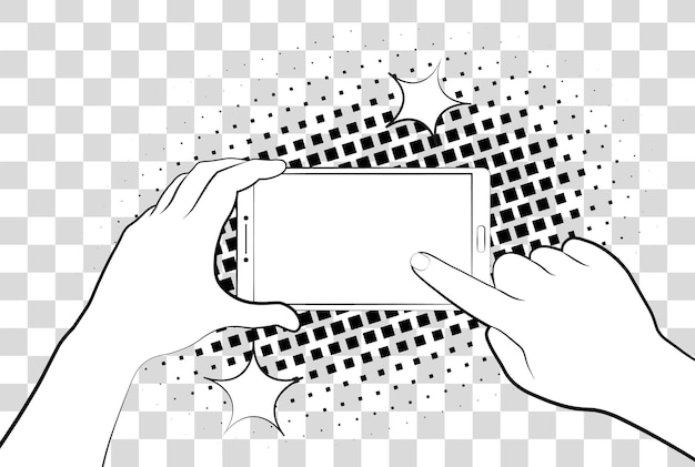 Mão segurando smartphone ilustração vetorial isolada no fundo
