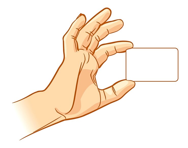 Vetor mão segurando um cartão vazio. ilustração vetorial isolado em fundo branco