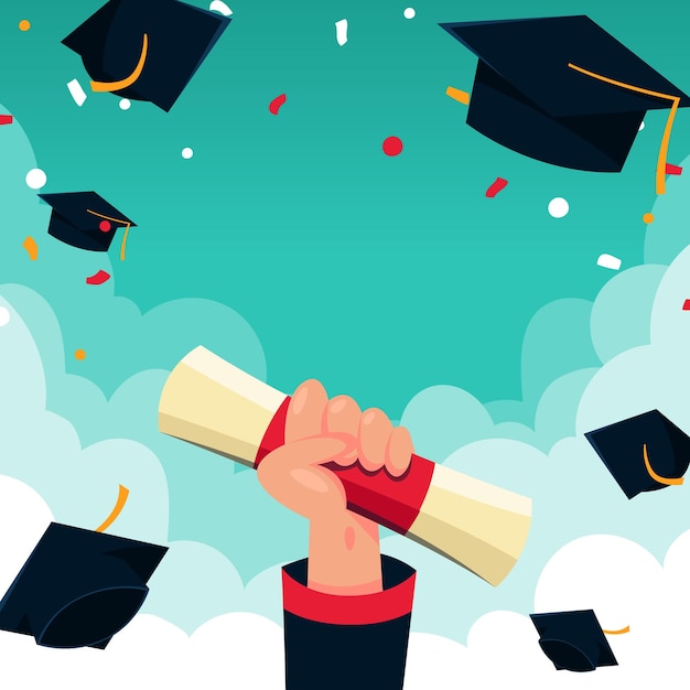 Mão segurando um certificado de graduação Vetor grátis