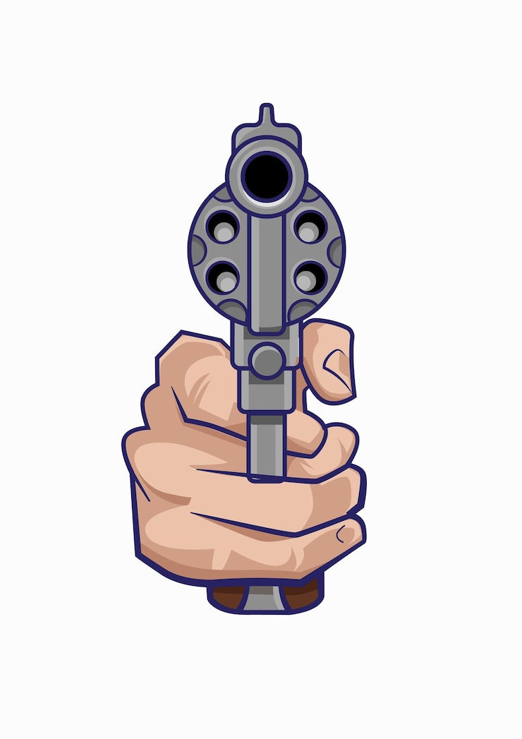 Vetor mão segure o projeto de ilustração vetorial de arma de revólver
