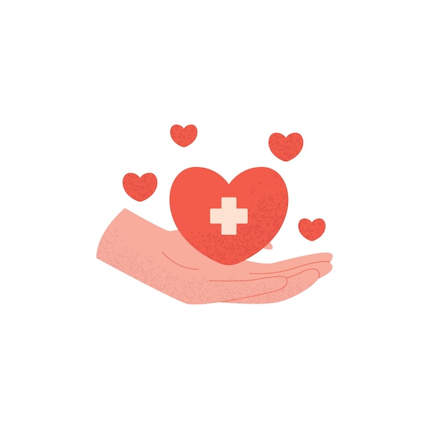 Mãos amigas dando coração. Dia Mundial da Doação de Órgãos. Caridade, saúde, voluntariado. Doação de sangue