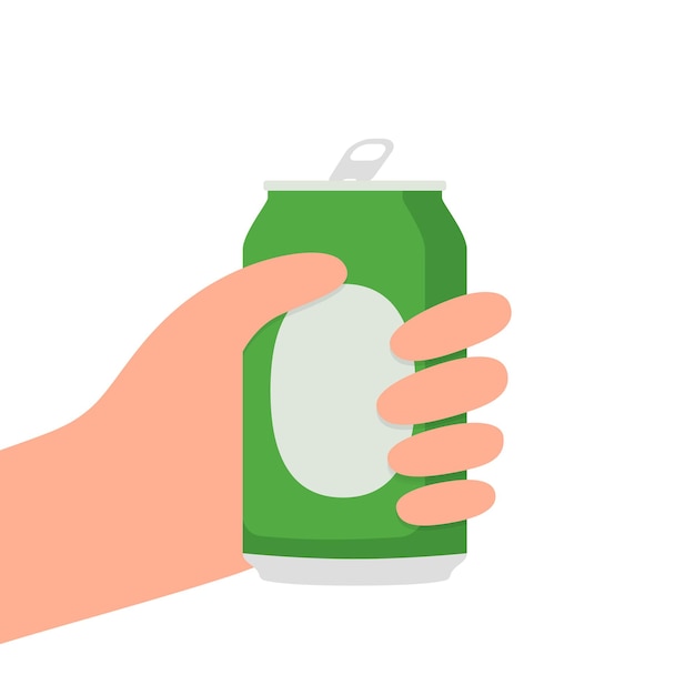 Mãos com uma lata de cerveja