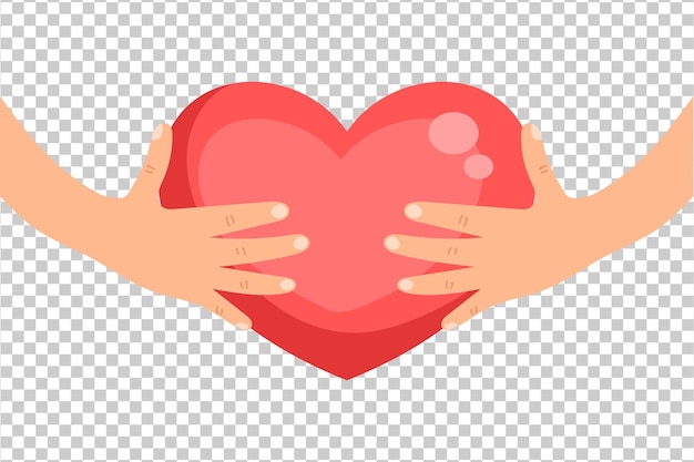 Mãos de desenho animado segurando coração Simbolizando amor, cuidado e caridade Ilustração vetorial