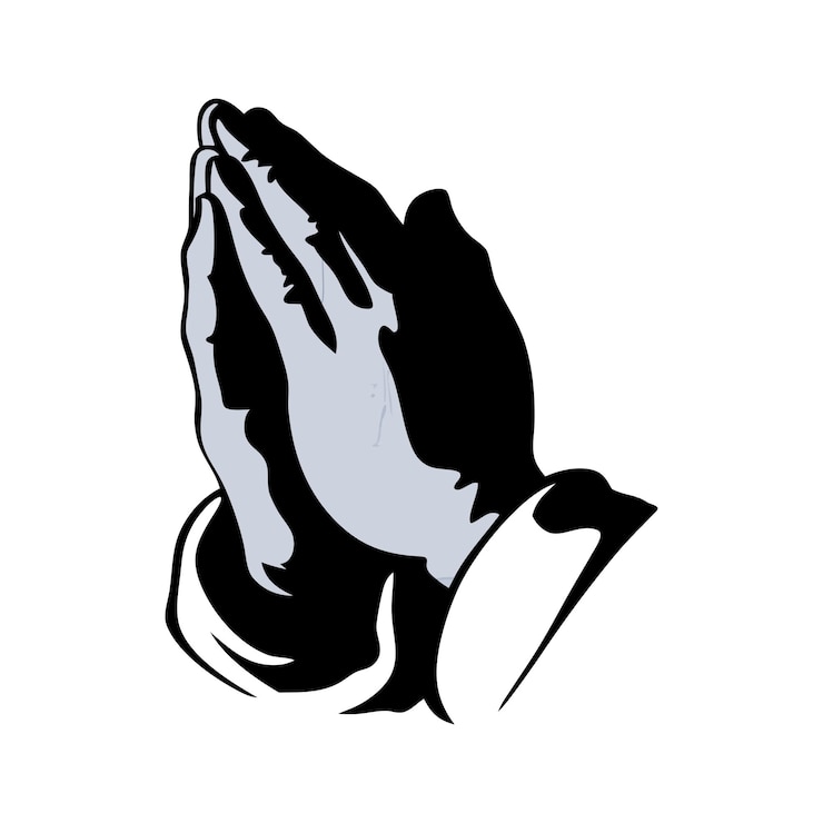 Vetor mãos de oração religião mãos de oração isoladas em fundo branco jesus mãos de oração silhueta