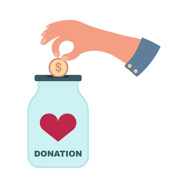 Vetor mãos de pessoas com corações para doação de caridade