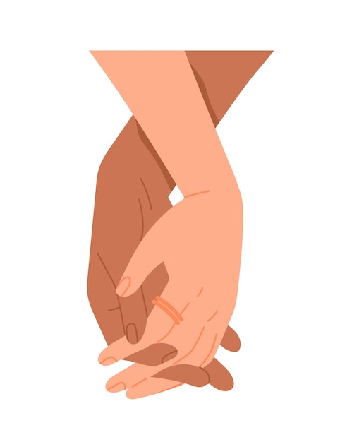 Mãos diversas gestos palmas de casal romântico multirracial segurando um ao outro amor cuidado ternura