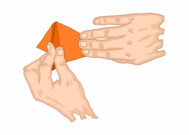 Mãos dobrando papel origami para fazer artesanato