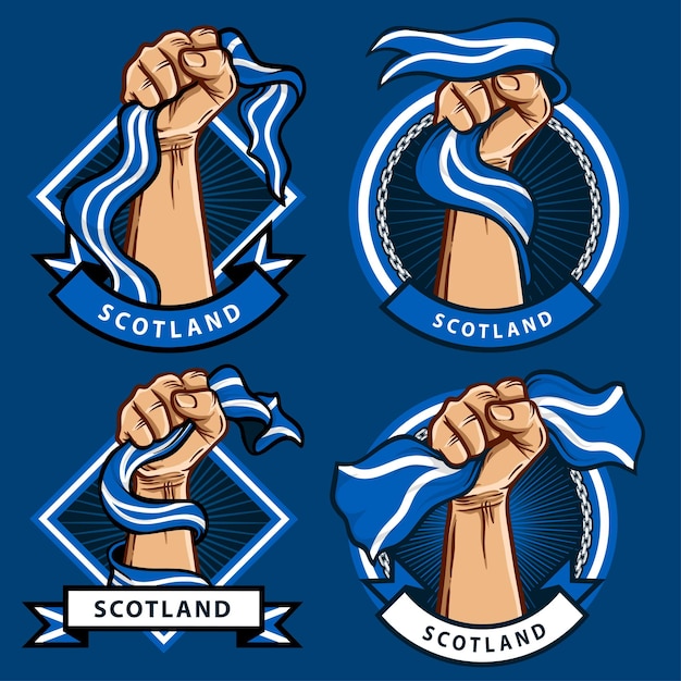 Mãos em punho com ilustração da bandeira da escócia