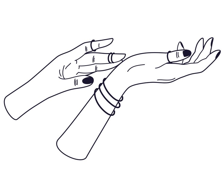 Vetor mãos femininas mãos femininas com vários gestos perfeito para logotipos imprime padrões cartazes e outros desenhos ilustração vetorial elegante estilo linear minimalista
